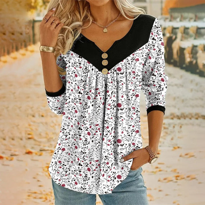 Lucille | Vintage Floral V-Neck T-Shirt