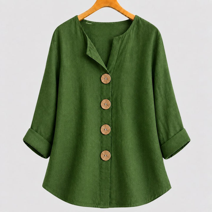 Amira | Relaxed V-Neck Button-Down Blouse
