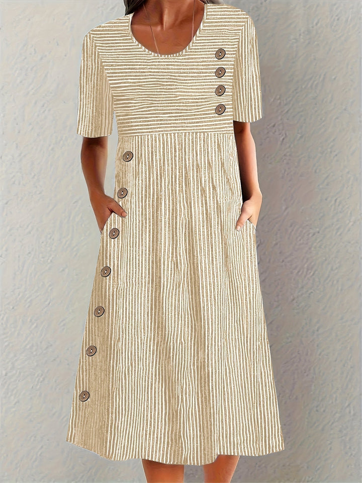 Tamara | Striped Button-Detail Midi Dress