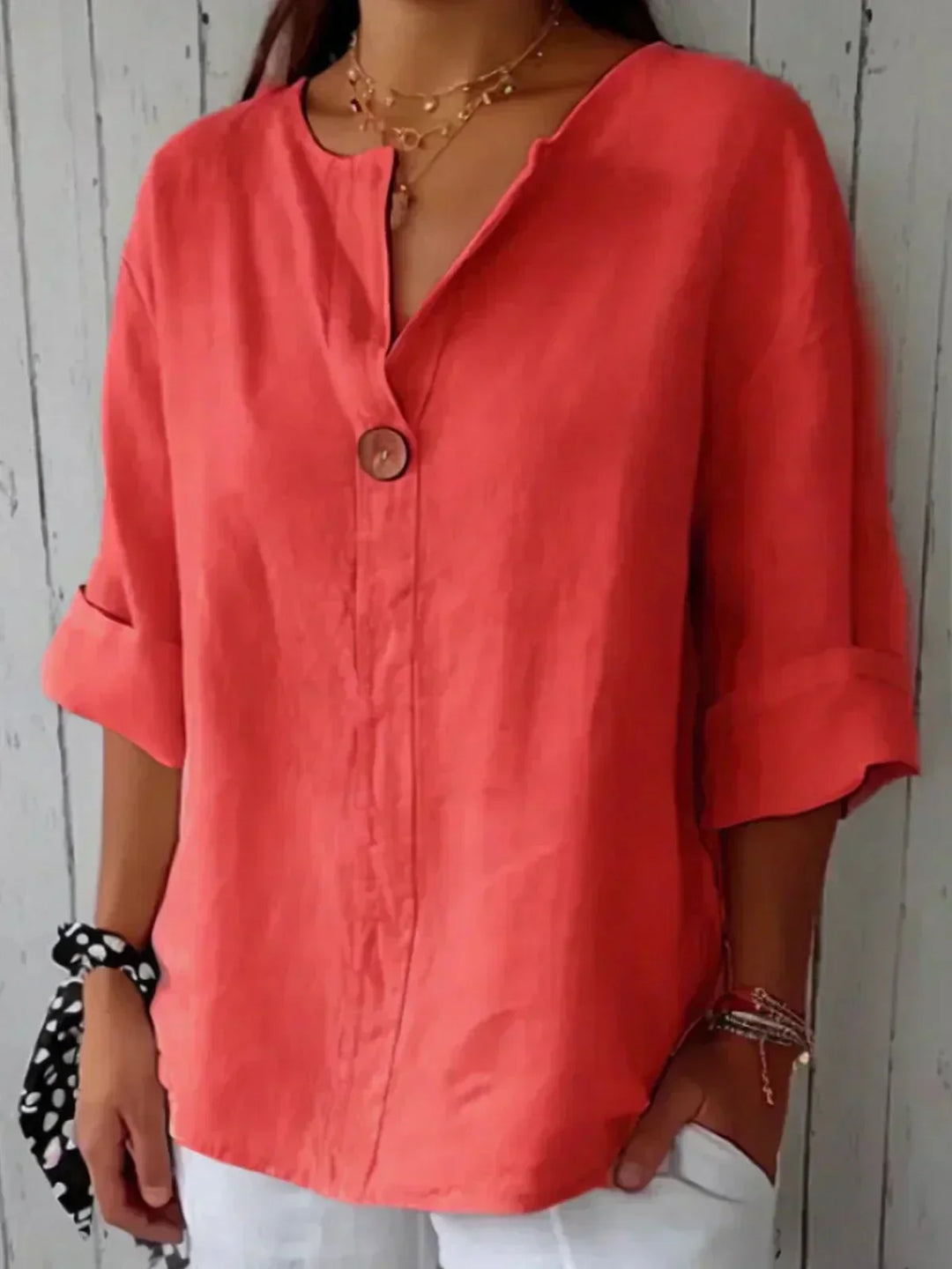 Rhian | Linen V-Neck Blouse