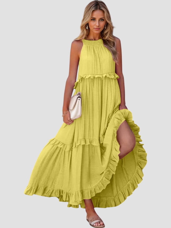 Sybil | Ruffled Halter Neck Midi Dress