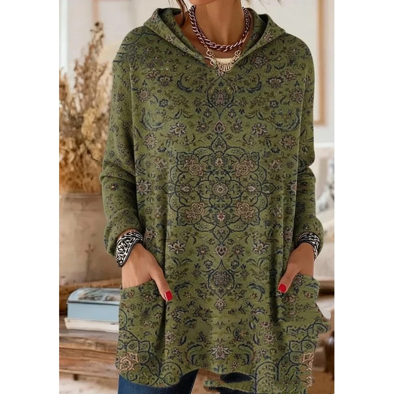 Lizzy | Retro Print Hooded Tunic
