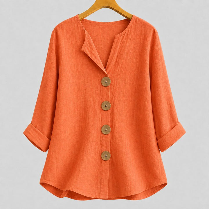 Amira | Relaxed V-Neck Button-Down Blouse