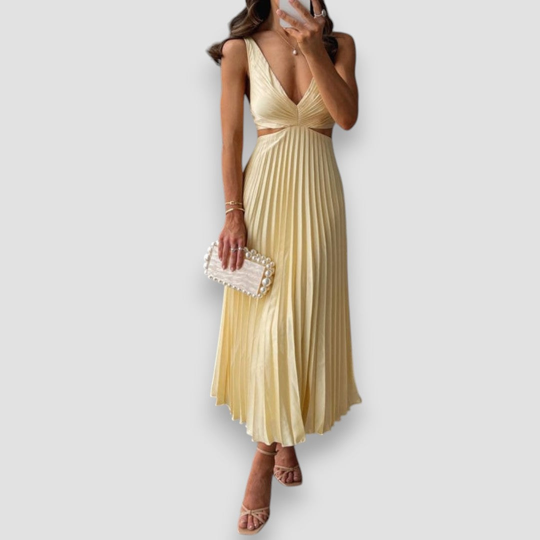 Maisie | Cut-Out Pleated Midi Dress