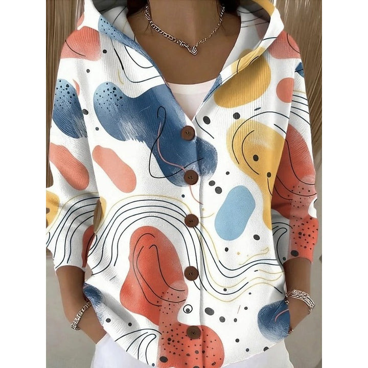 Vanessa | Abstract Print Button-Front Cardigan