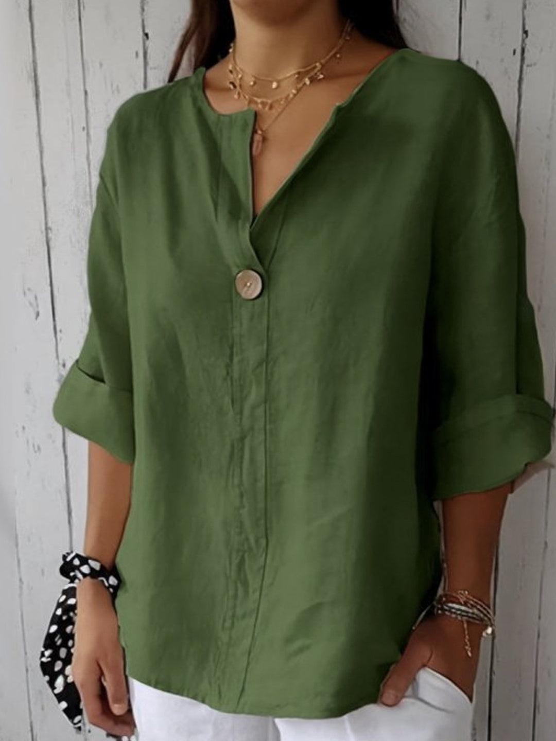 Rhian | Linen V-Neck Blouse