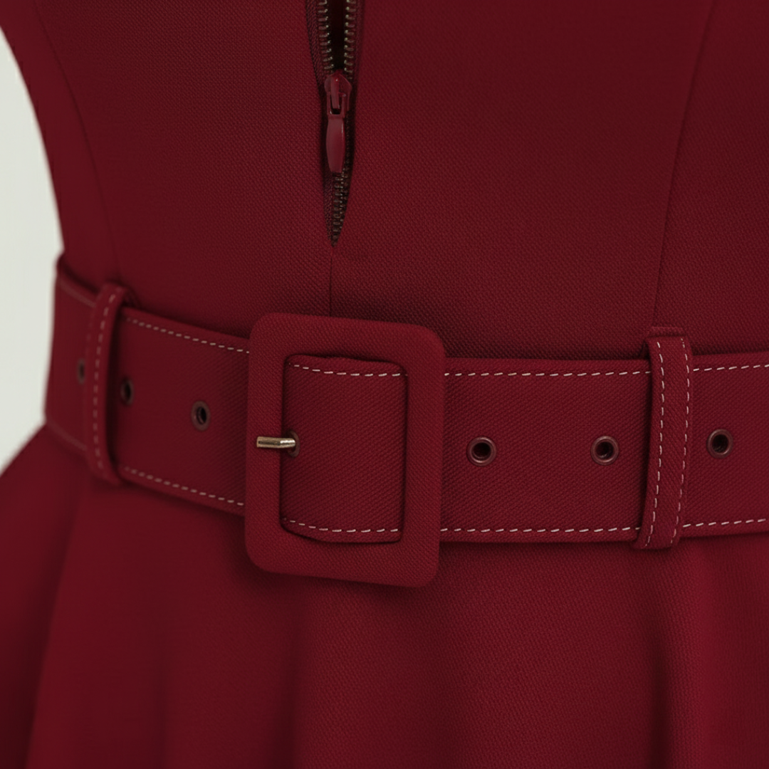 Sienna | Women's Flared Dress with Front Zip and Belt