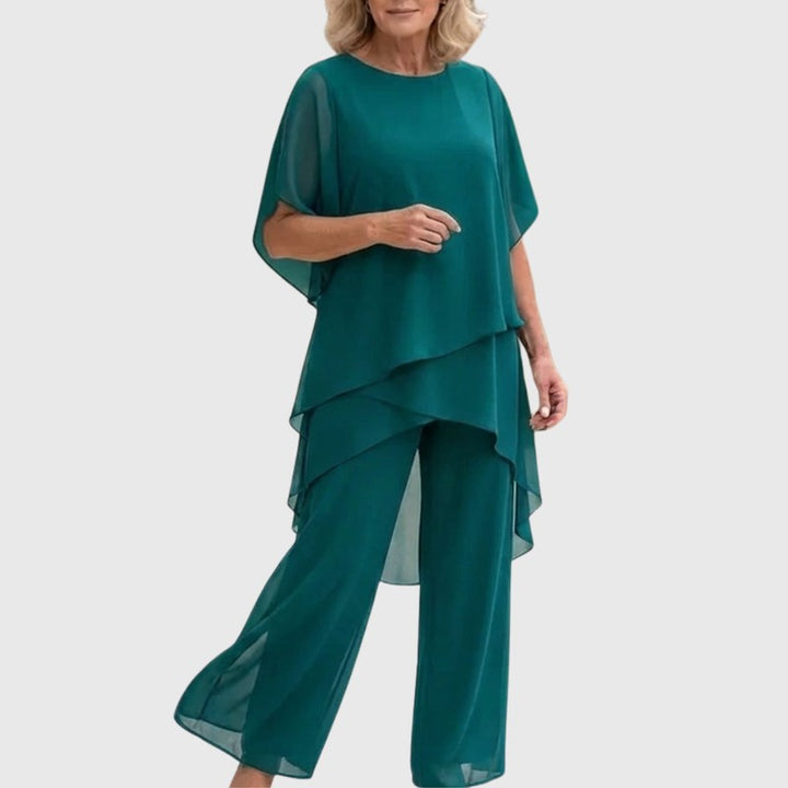 Serena | Draped Layered Top & Palazzo Trousers Set