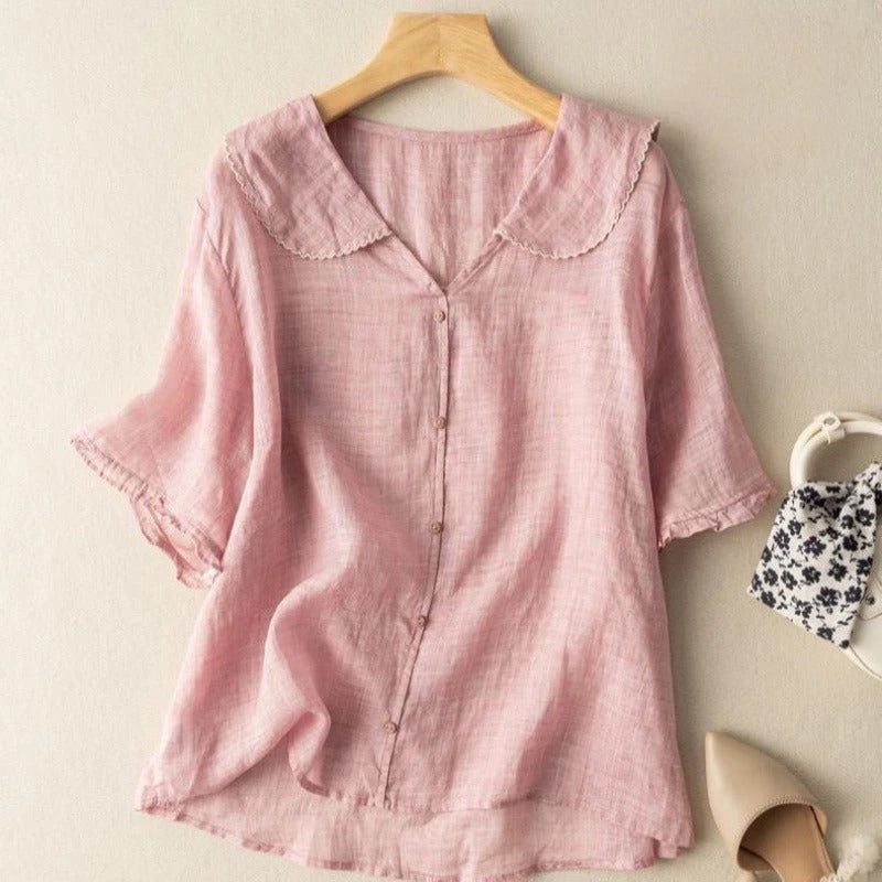 Octavia |  Button Front Scalloped Collar