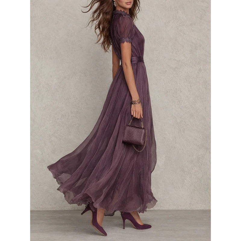 Sara | Trimmed A-Line Maxi Dress