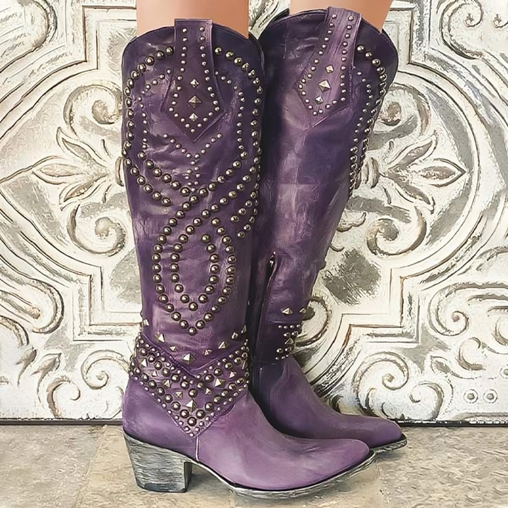 Juliet | Studded Western Knee-High Boots