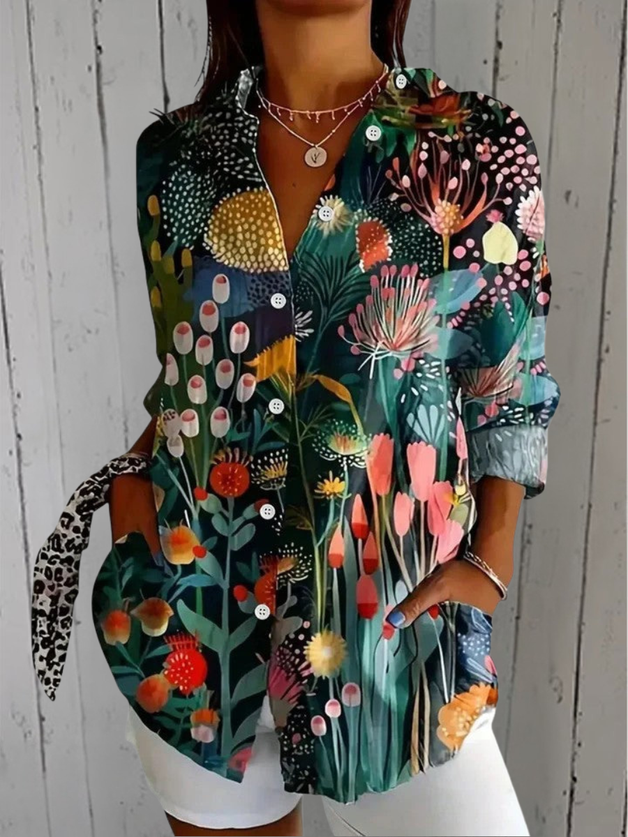 Thomasin | Artistic Floral Button Blouse