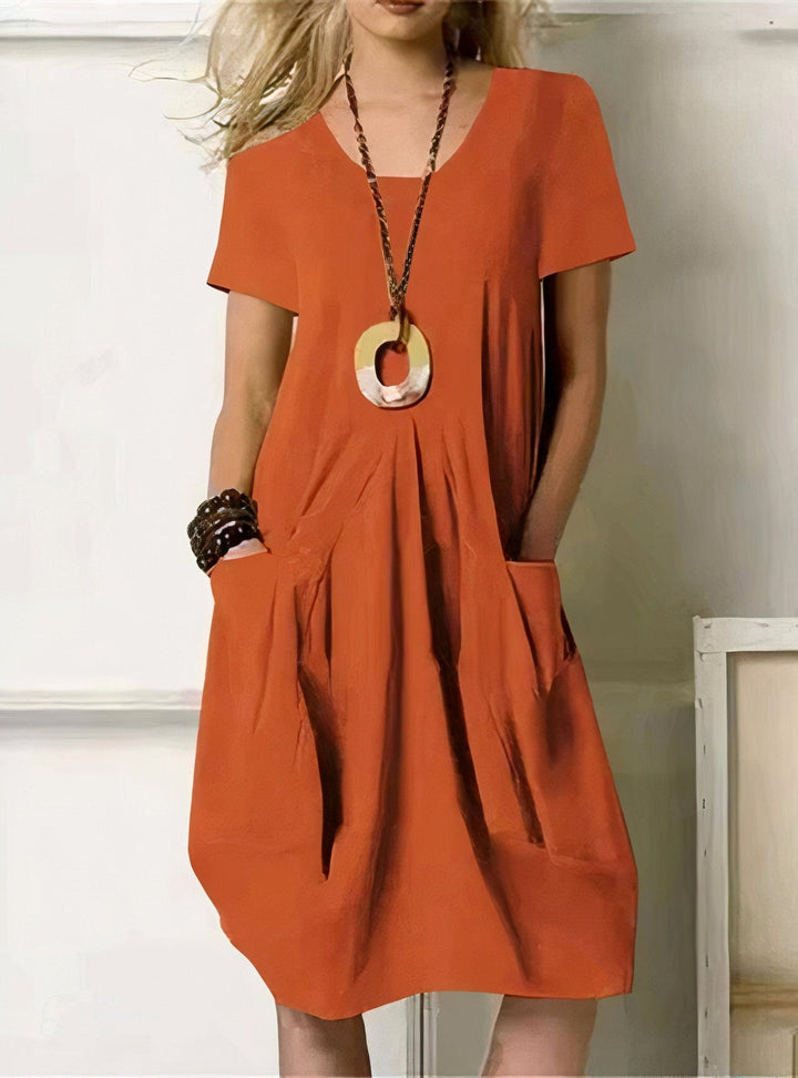 Elsie | Short Sleeve Pocket Midi Dress