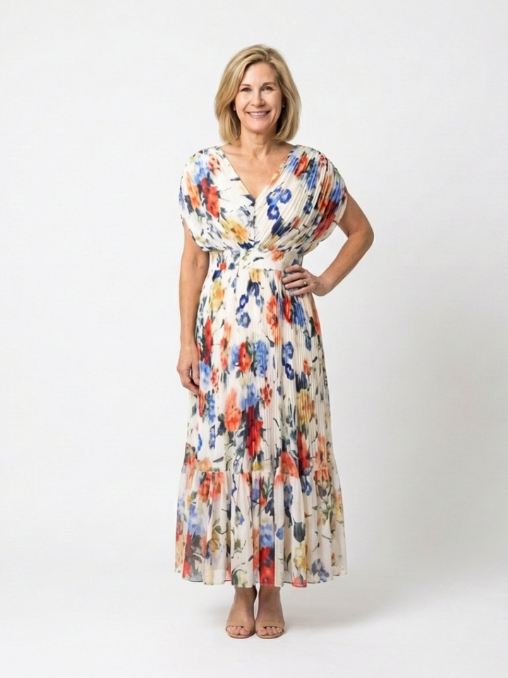 Romilly | Floral Pleated Midi Dress
