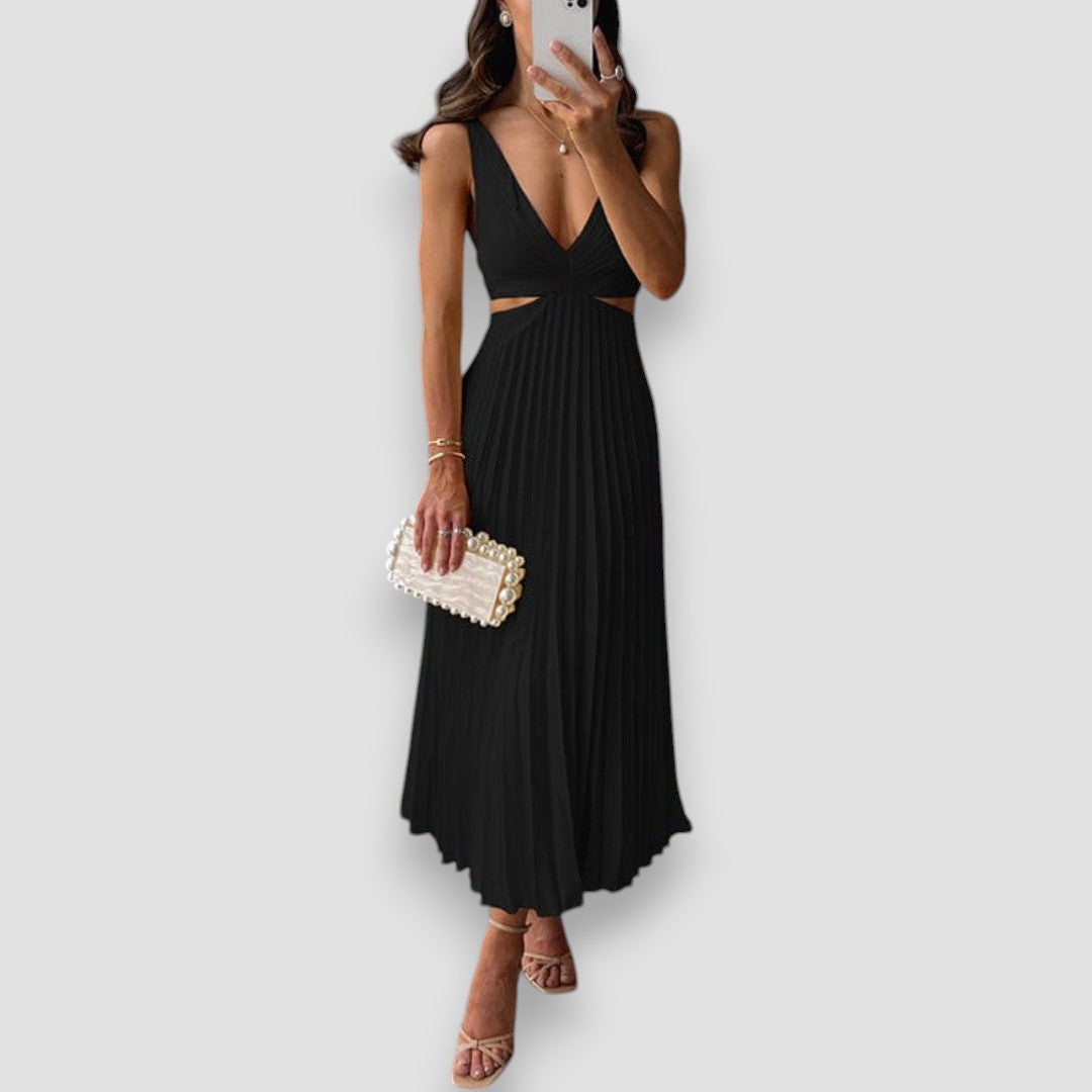 Maisie | Cut-Out Pleated Midi Dress