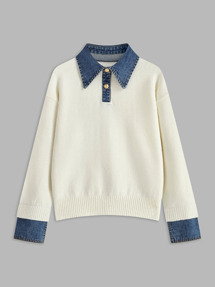 Audrey | Stylish Panel Lapel Sweater