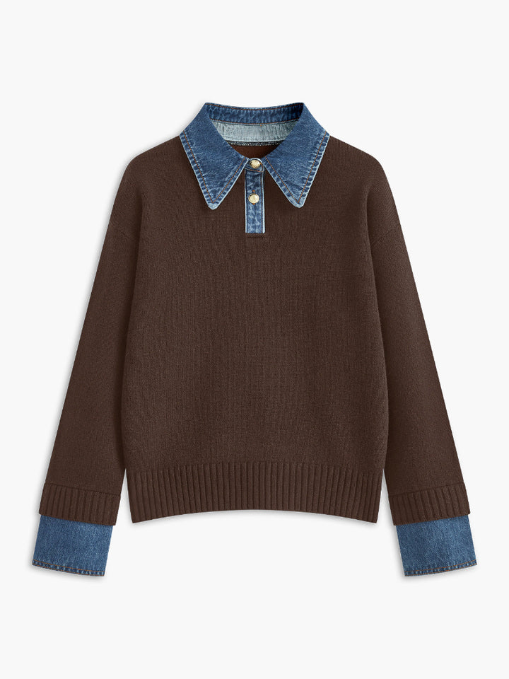 Audrey | Stylish Panel Lapel Sweater