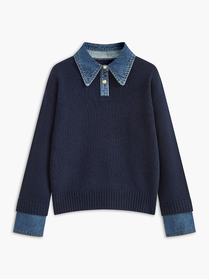 Audrey | Stylish Panel Lapel Sweater