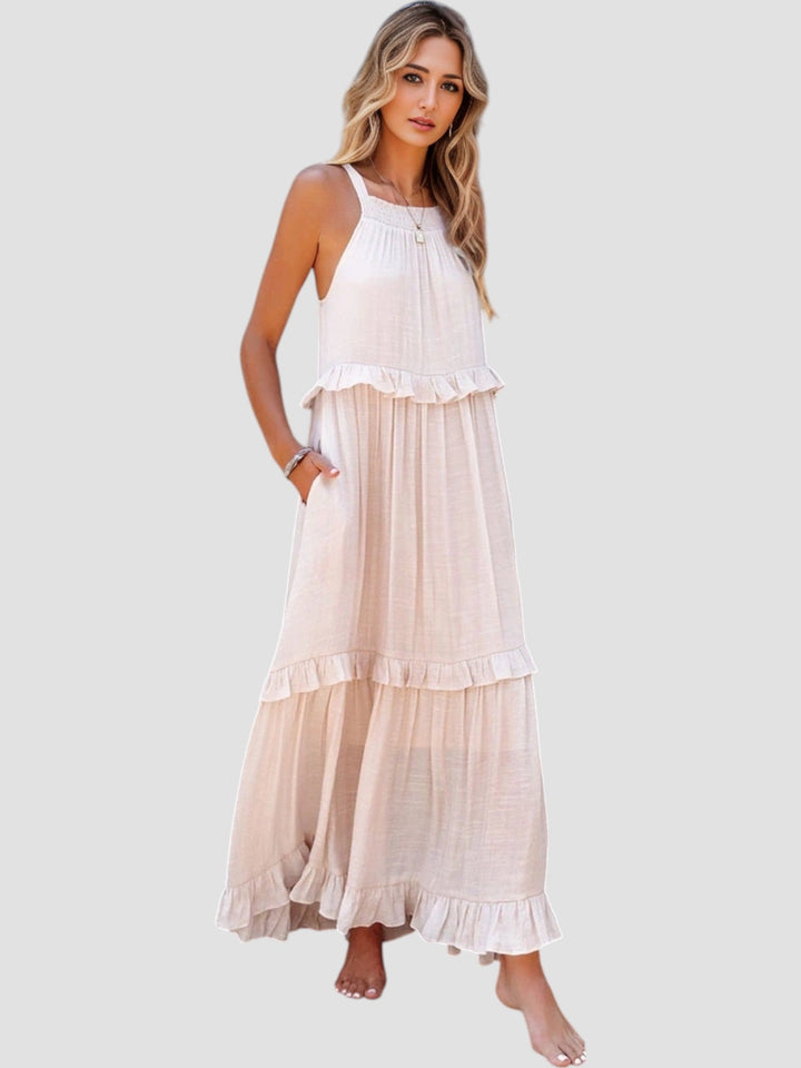 Sybil | Ruffled Halter Neck Midi Dress