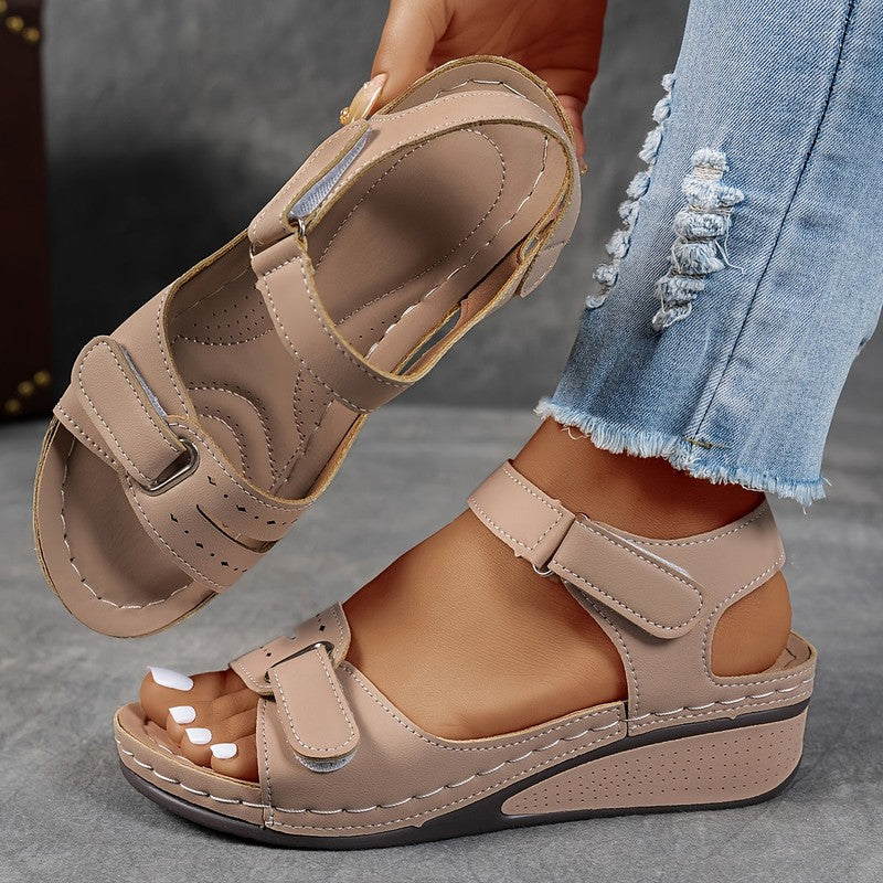 Janet | Adjustable Strap Wedge Sandals