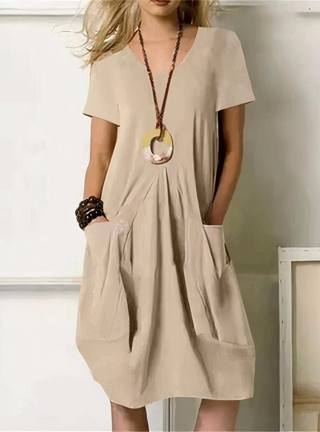Elsie | Short Sleeve Pocket Midi Dress
