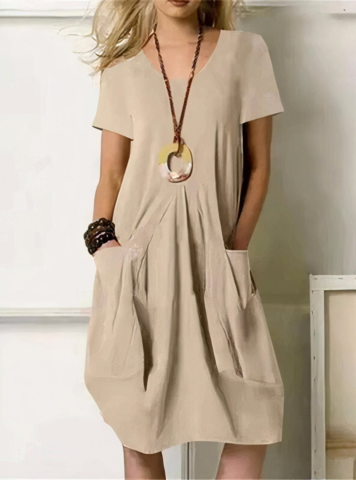 Elsie | Short Sleeve Pocket Midi Dress