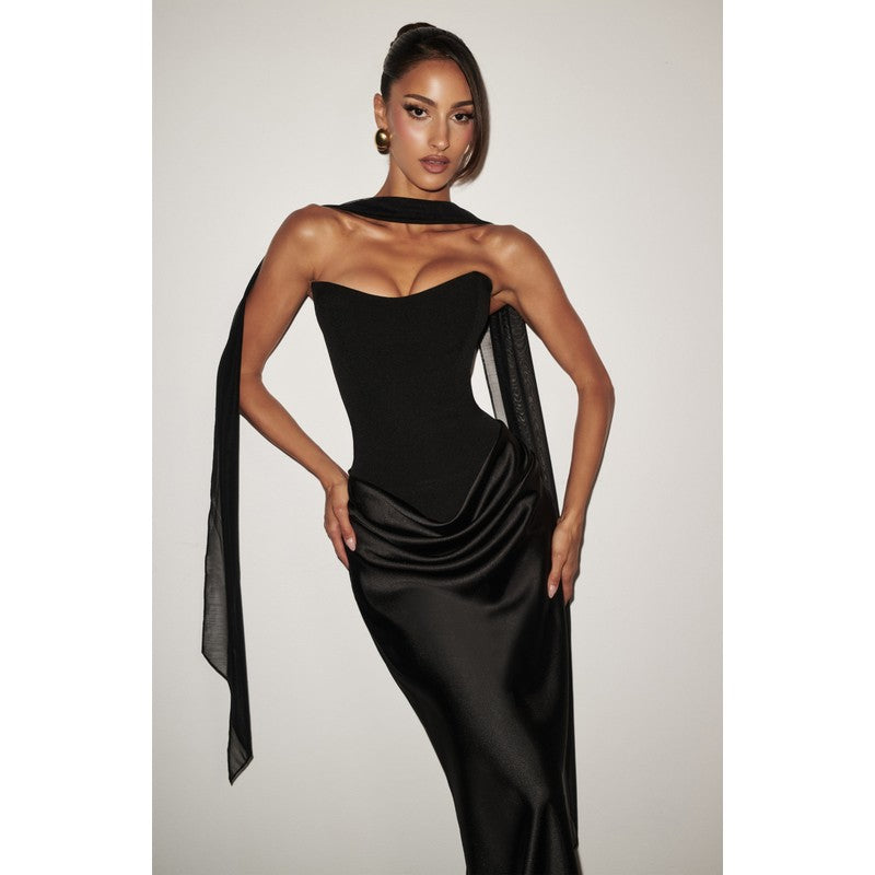 Clara | Strapless Sculpted Maxi Dress