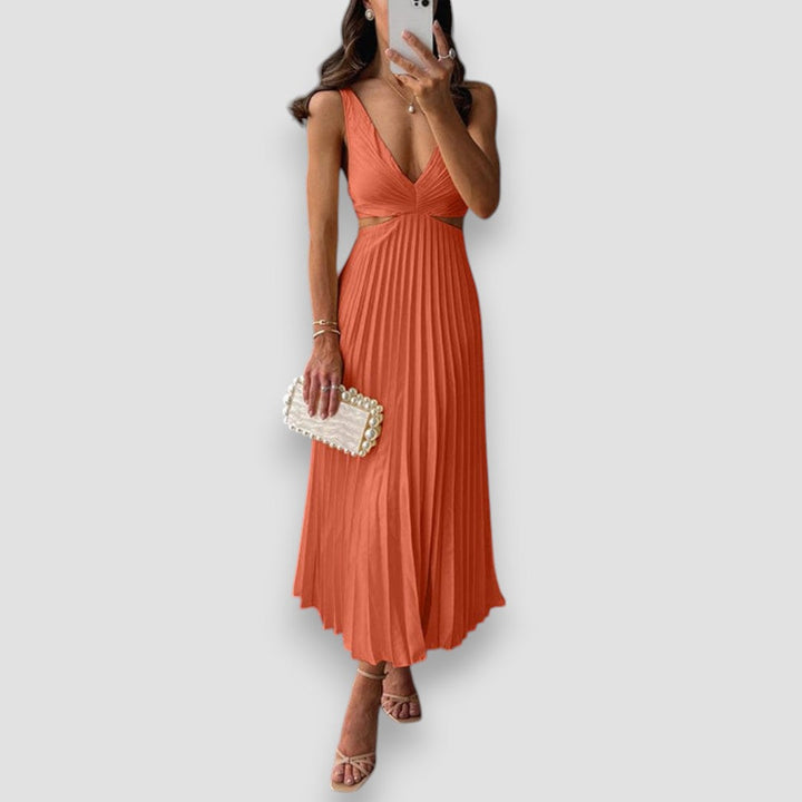 Maisie | Cut-Out Pleated Midi Dress