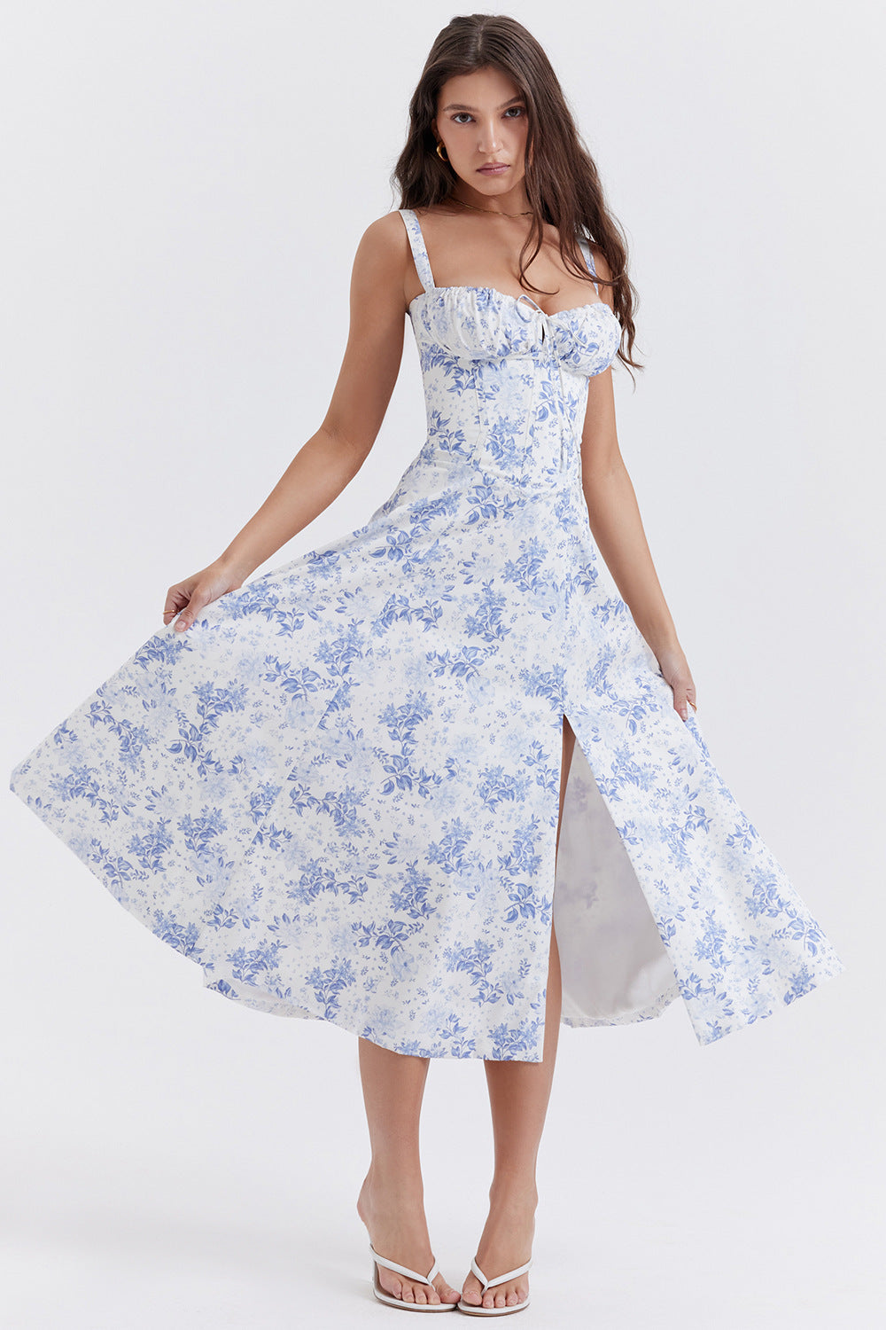 Evie | Floral Bustier Midi Dress