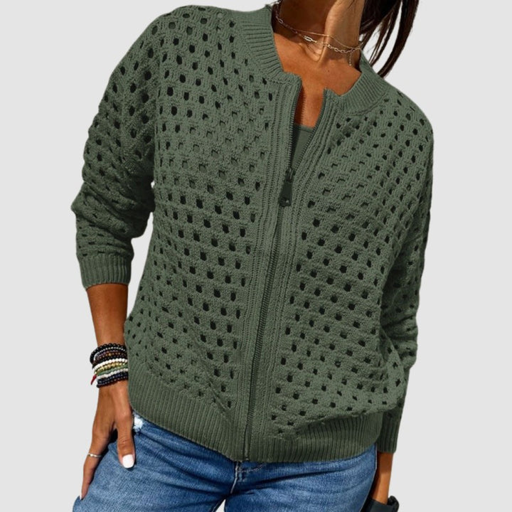 Cyndie | Long-Sleeve Zip-Front Cardigan