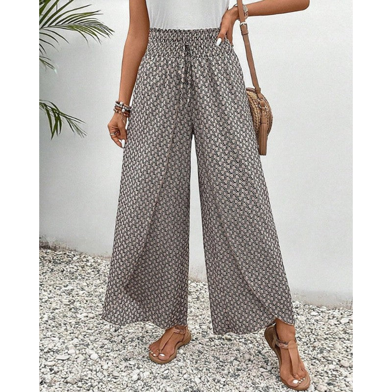 Evelyn | Geometric Print Wide-Leg Trousers