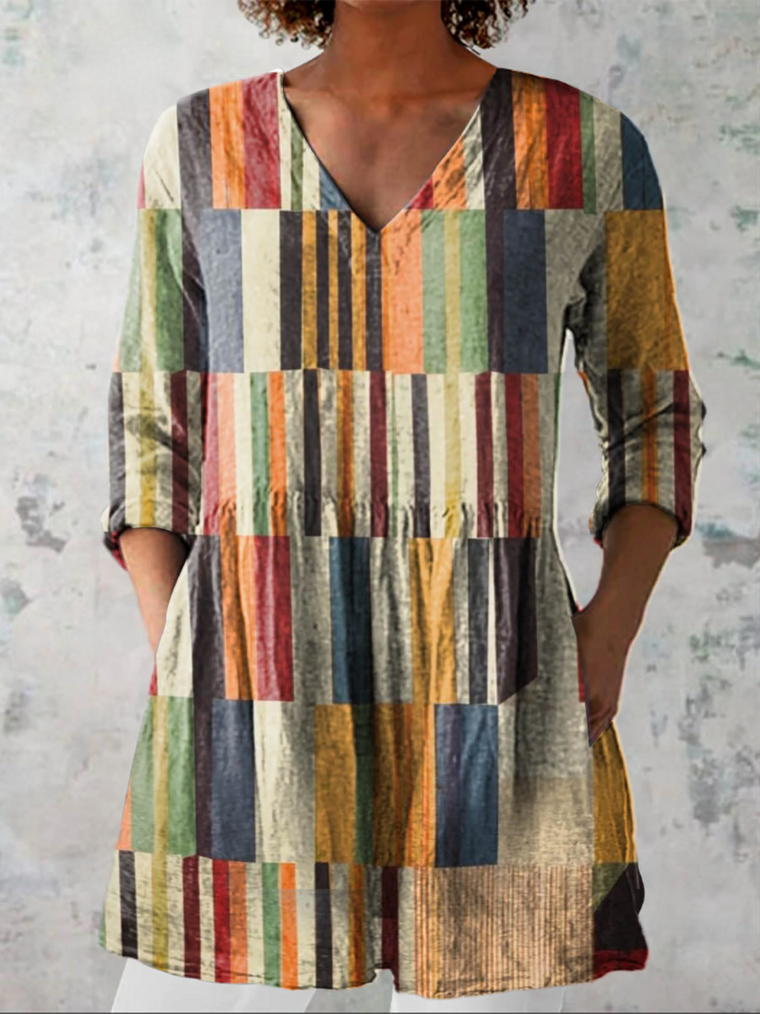 Tirion | Geometric Print Tunic Blouse