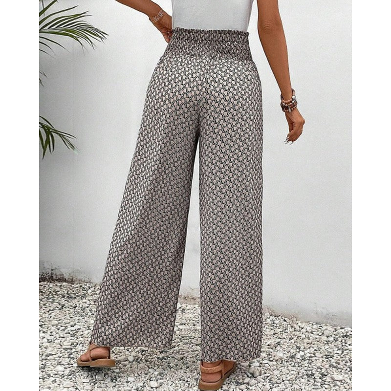 Evelyn | Geometric Print Wide-Leg Trousers