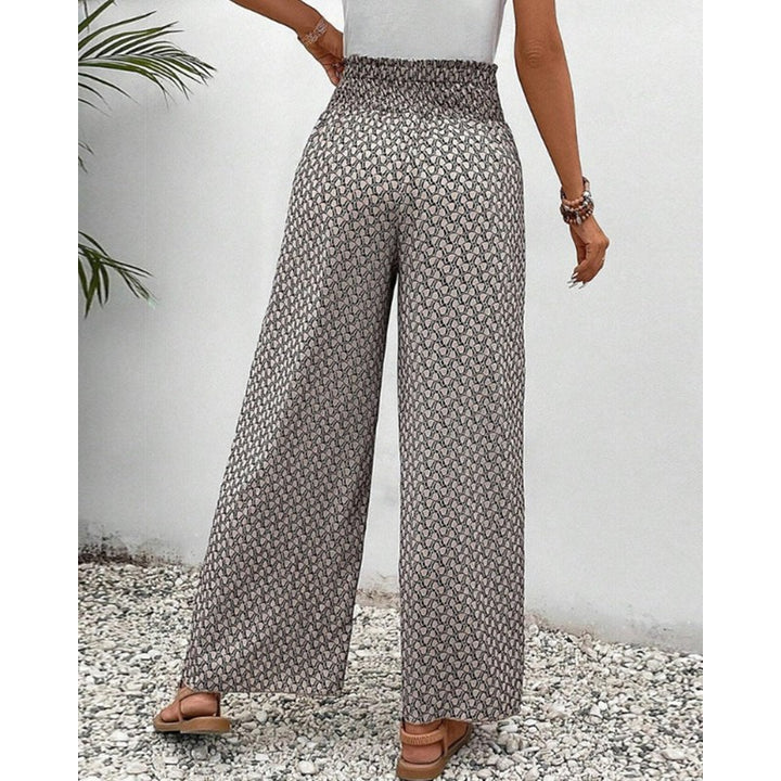 Evelyn | Geometric Print Wide-Leg Trousers