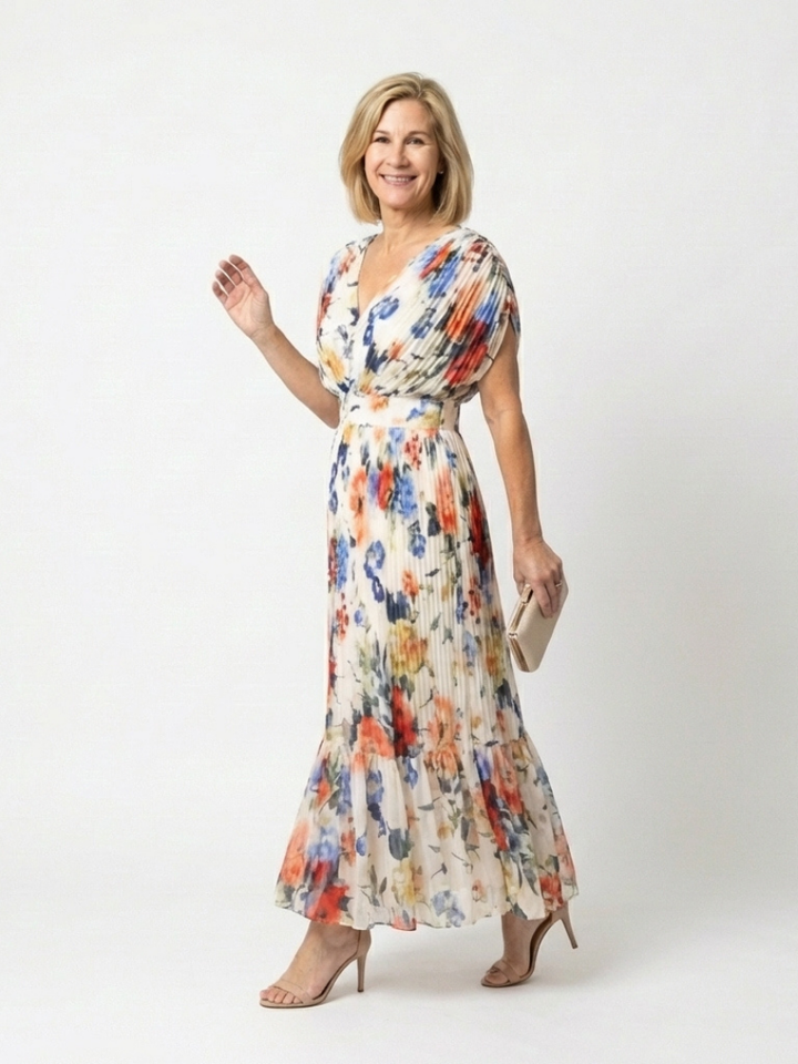 Romilly | Floral Pleated Midi Dress