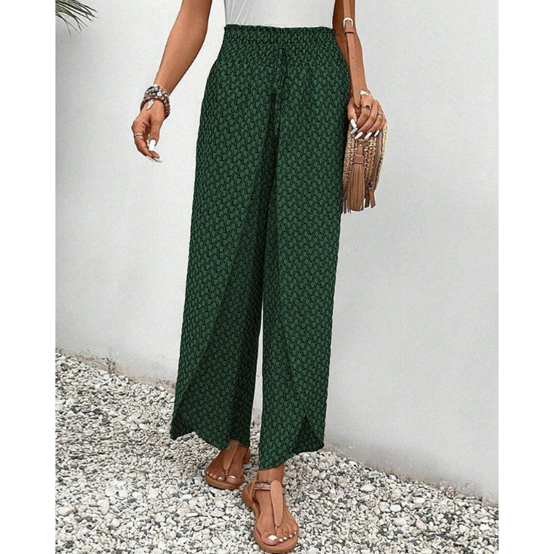 Evelyn | Geometric Print Wide-Leg Trousers