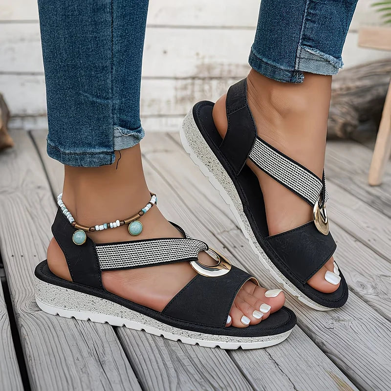 Nancy | Metal Ring Slip-On Sandals