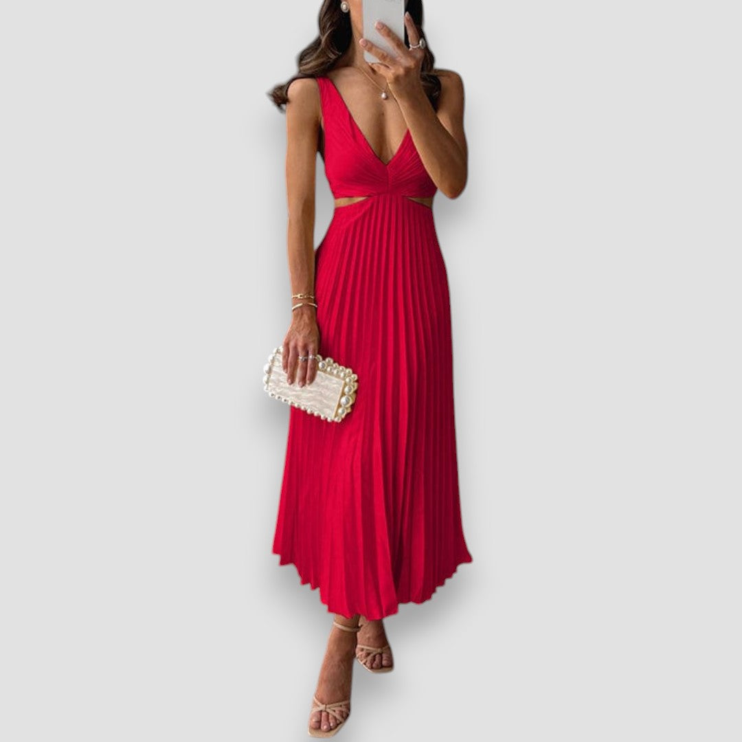 Maisie | Cut-Out Pleated Midi Dress
