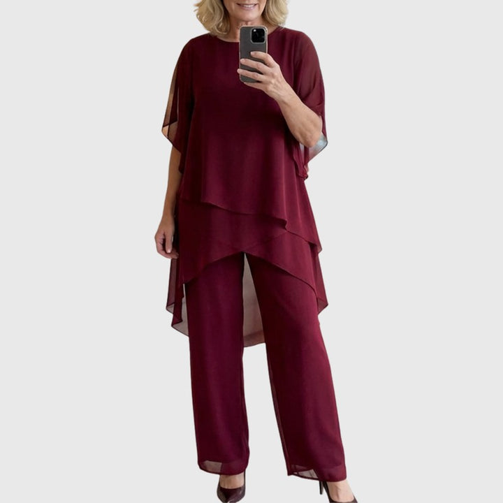 Serena | Draped Layered Top & Palazzo Trousers Set