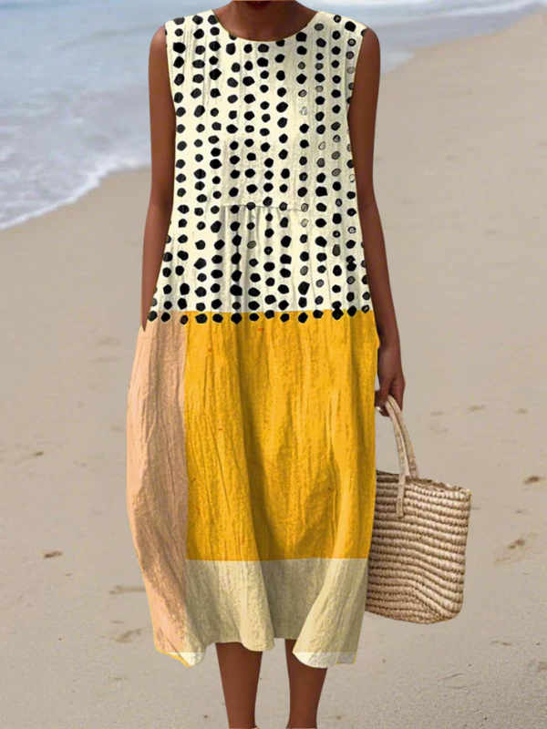 Carys | Polka Dot Colour Block Midi Dress