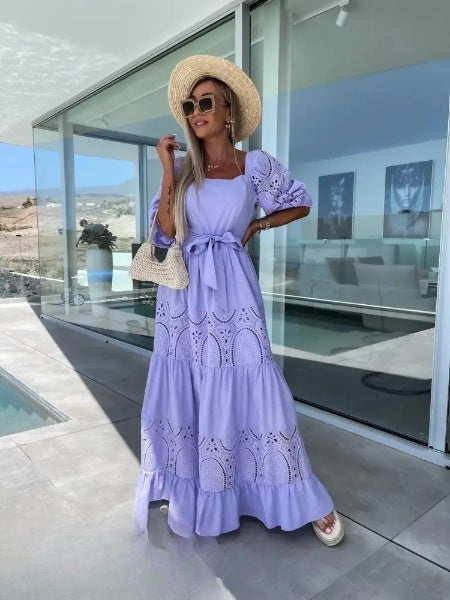 Roxanne | Eyelet Lace Tiered Midi Dress
