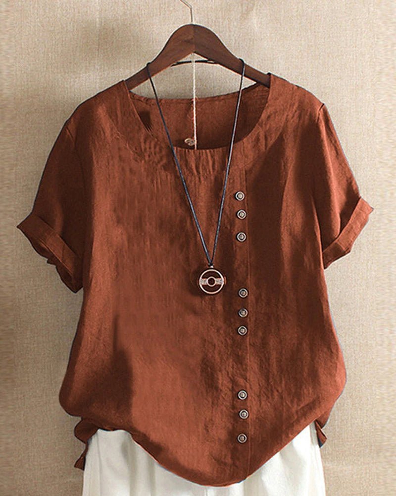 Daphne | Asymmetric Button Relaxed Top