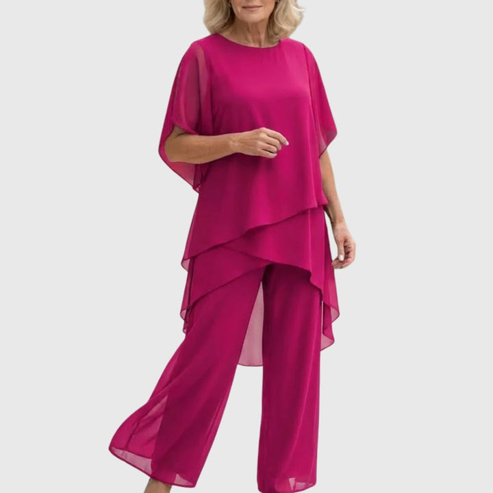 Serena | Draped Layered Top & Palazzo Trousers Set