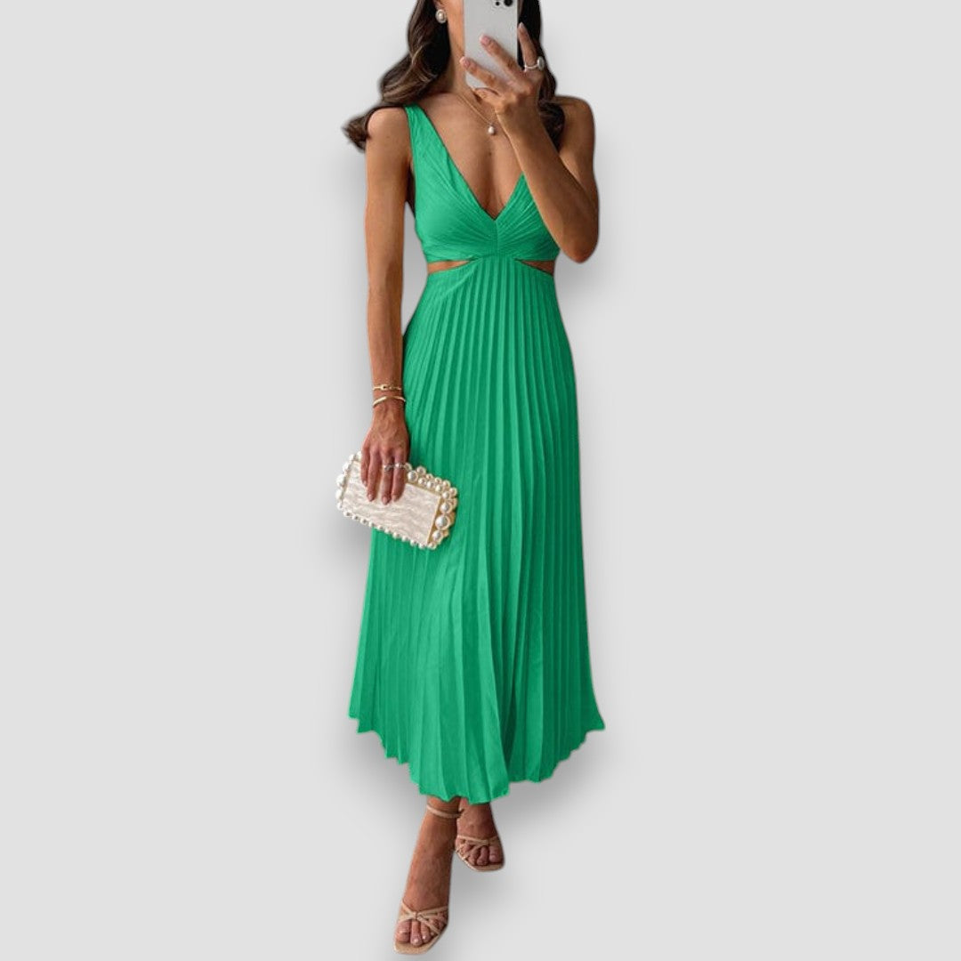 Maisie | Cut-Out Pleated Midi Dress