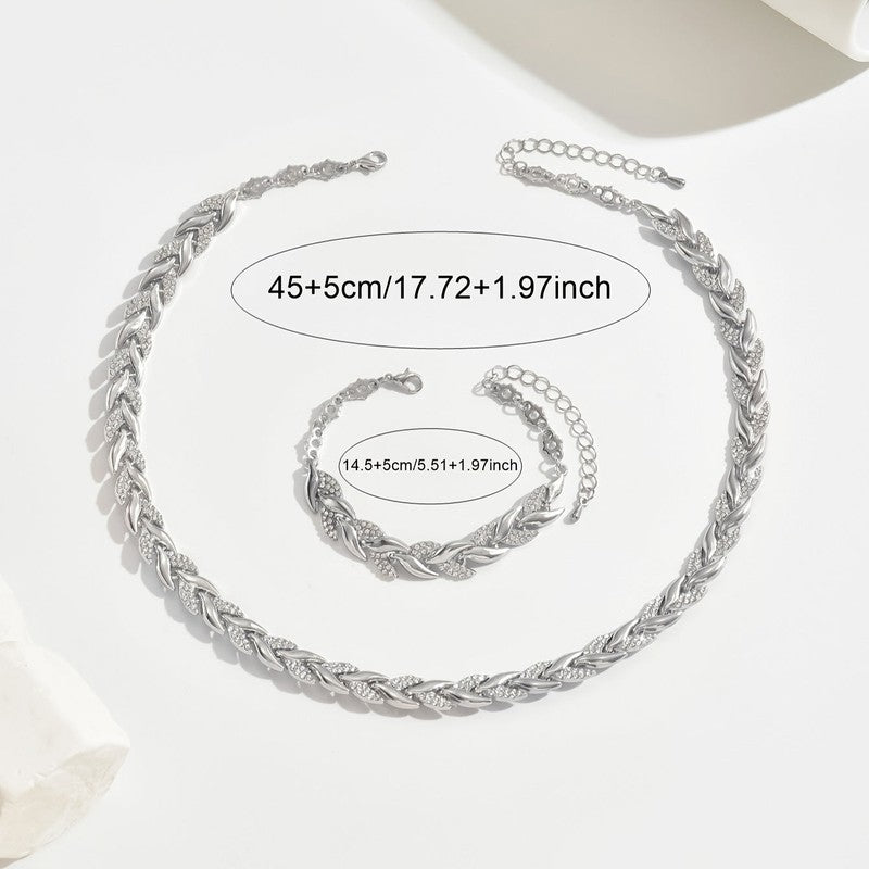 Clara | Chevron-Link Rhinestone Jewellery Set