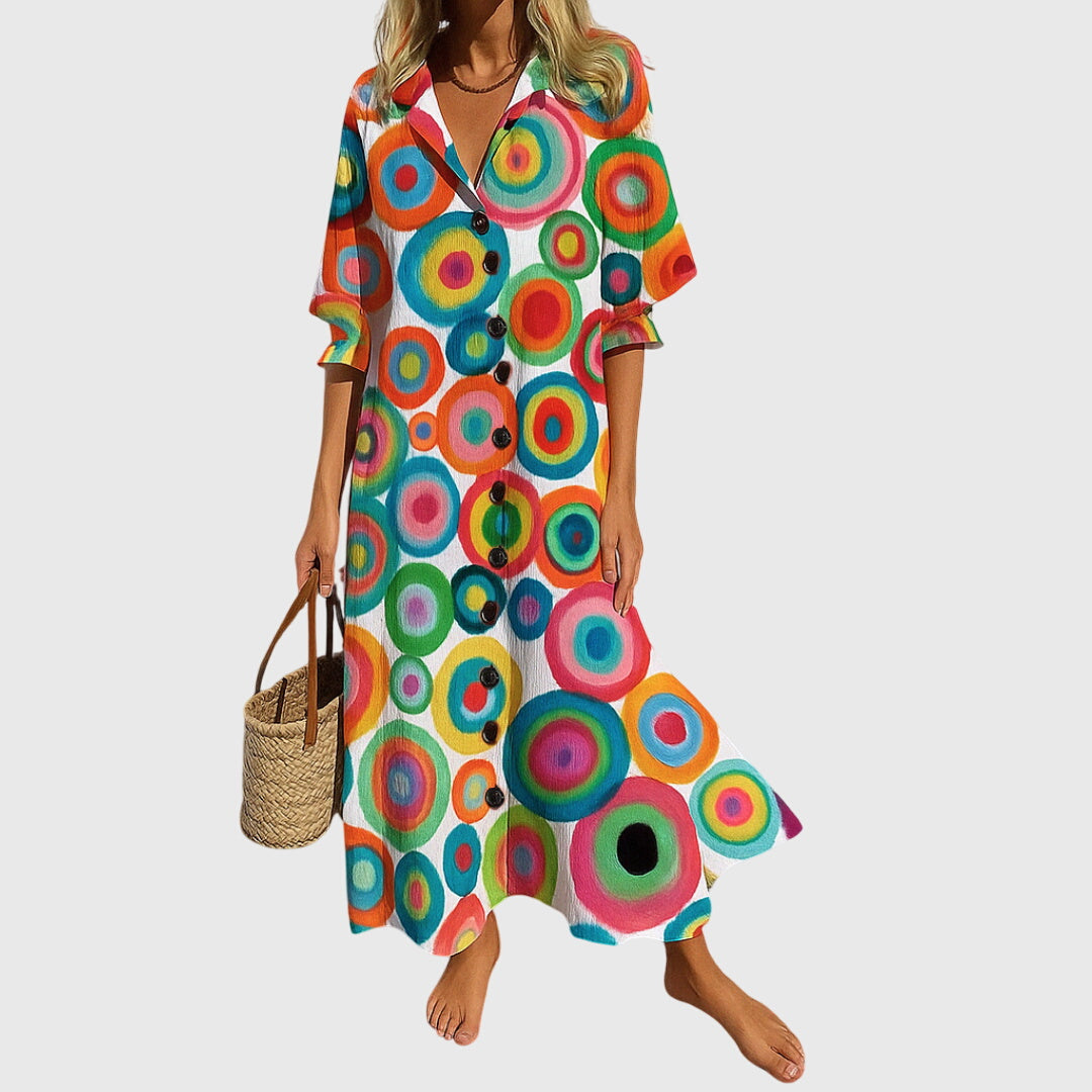 Madeline | Women's Printed Button-Front Maxi Dress