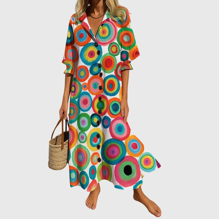 Madeline | Women's Printed Button-Front Maxi Dress