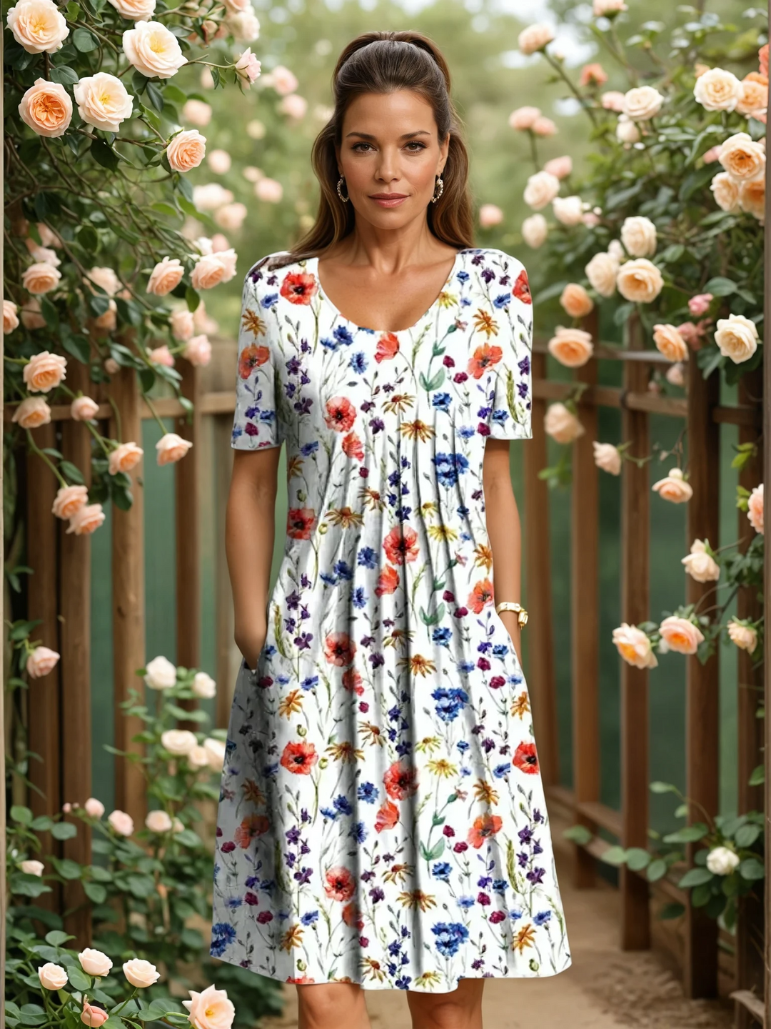 Marianne | Floral Pleated Midi Dress