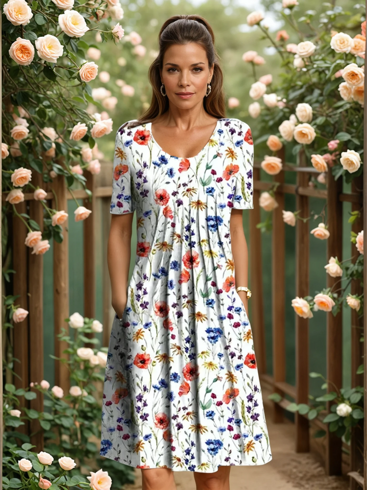 Marianne | Floral Pleated Midi Dress