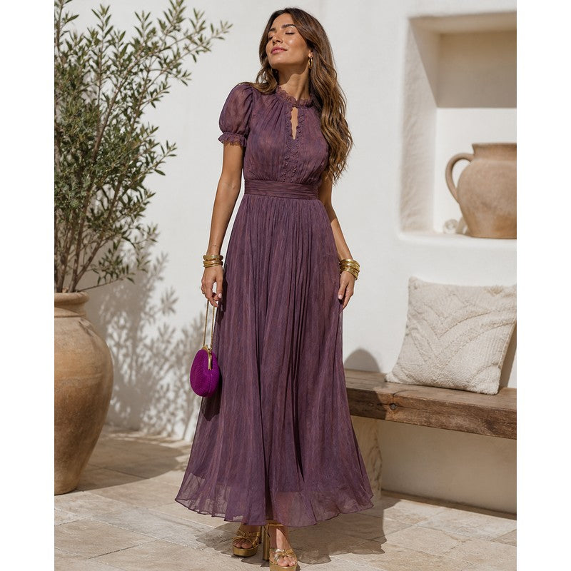 Sara | Trimmed A-Line Maxi Dress
